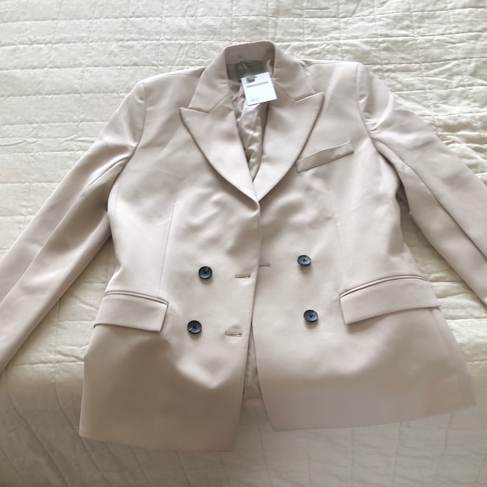 ASOS double-breasted split sleeve stone blazer